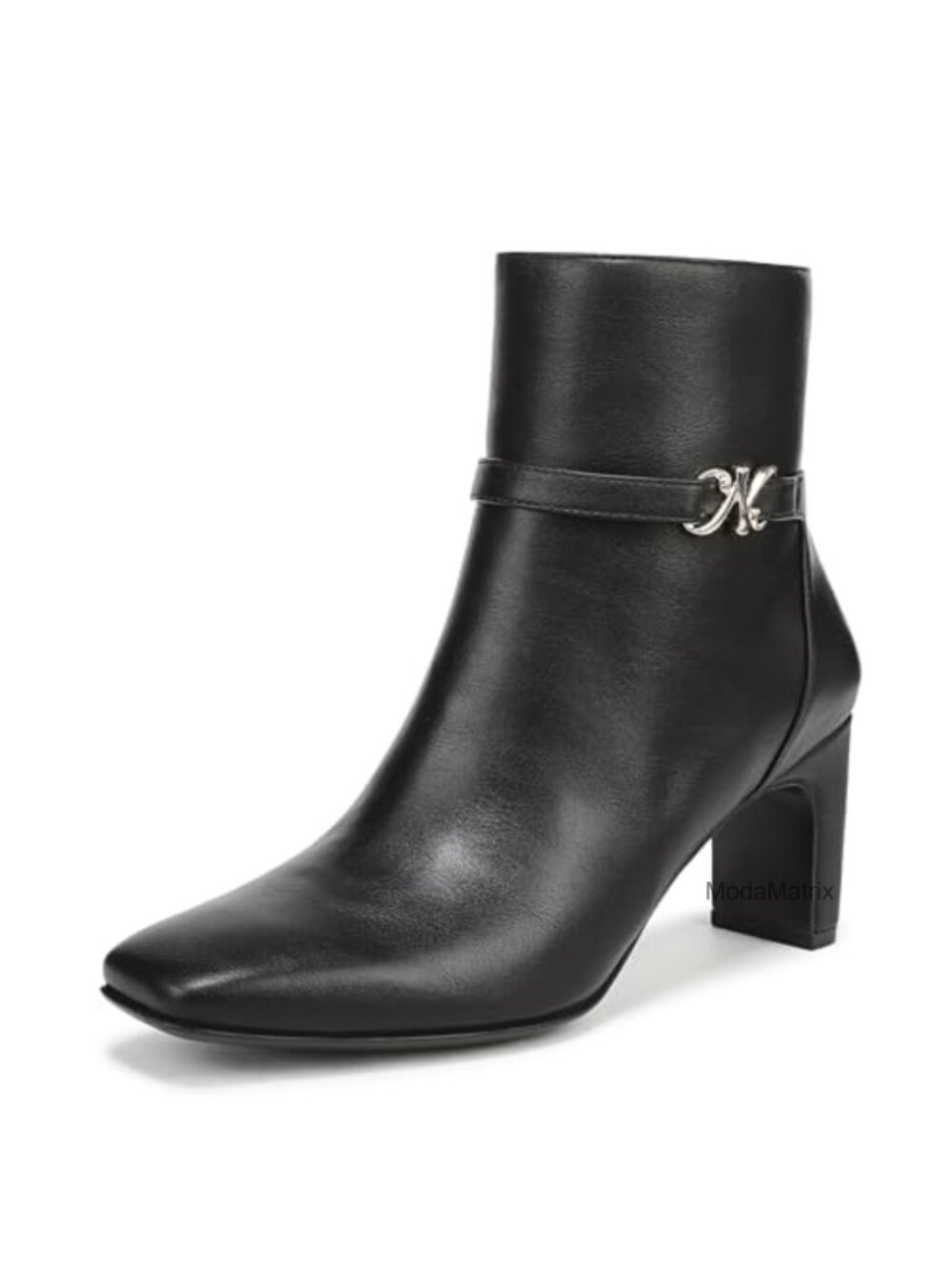 Women's Square Toe Ankle Bootie Zip Closure Block Heel Comfort